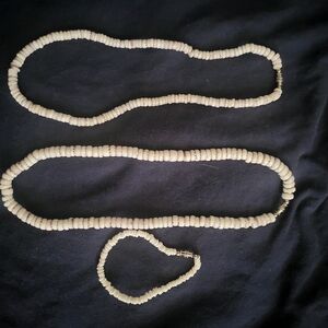 Beige Beaded Necklace and Bracelet Set